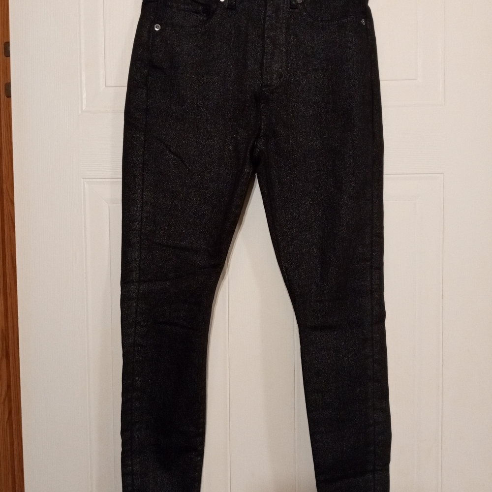 LOFT Black Shiney Skinny Pants with Tapered Leg